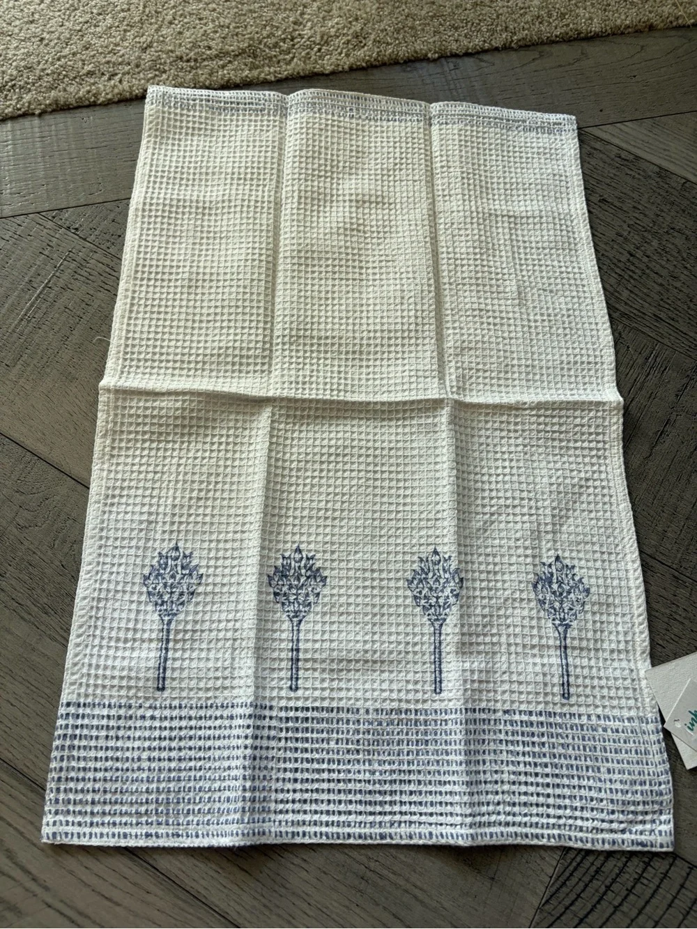 Inka Summer Snow Waffle Weave Hand Towels – Set of 2 – 15” x 24” NWT Handmade